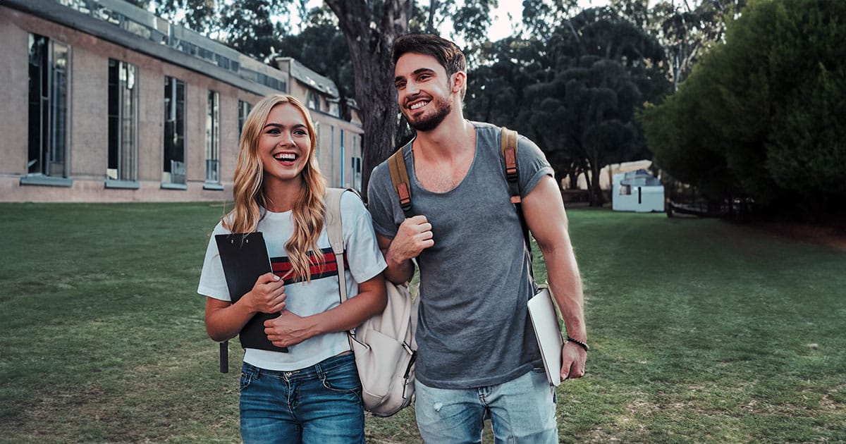 Pair of university students on an Australian campus