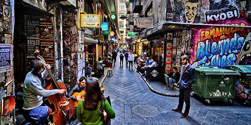 One of Melbourne's busy laneways.