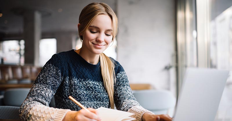 University student studying